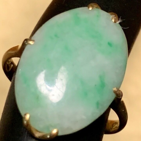 Vintage Ladies 14K Chinese Jadeite Ring, Sz 6 - Picture 1 of 4